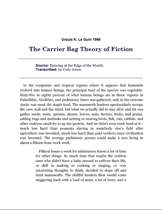 the carrier bag of fiction
